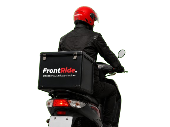 FrontRide delivery rider on scooter